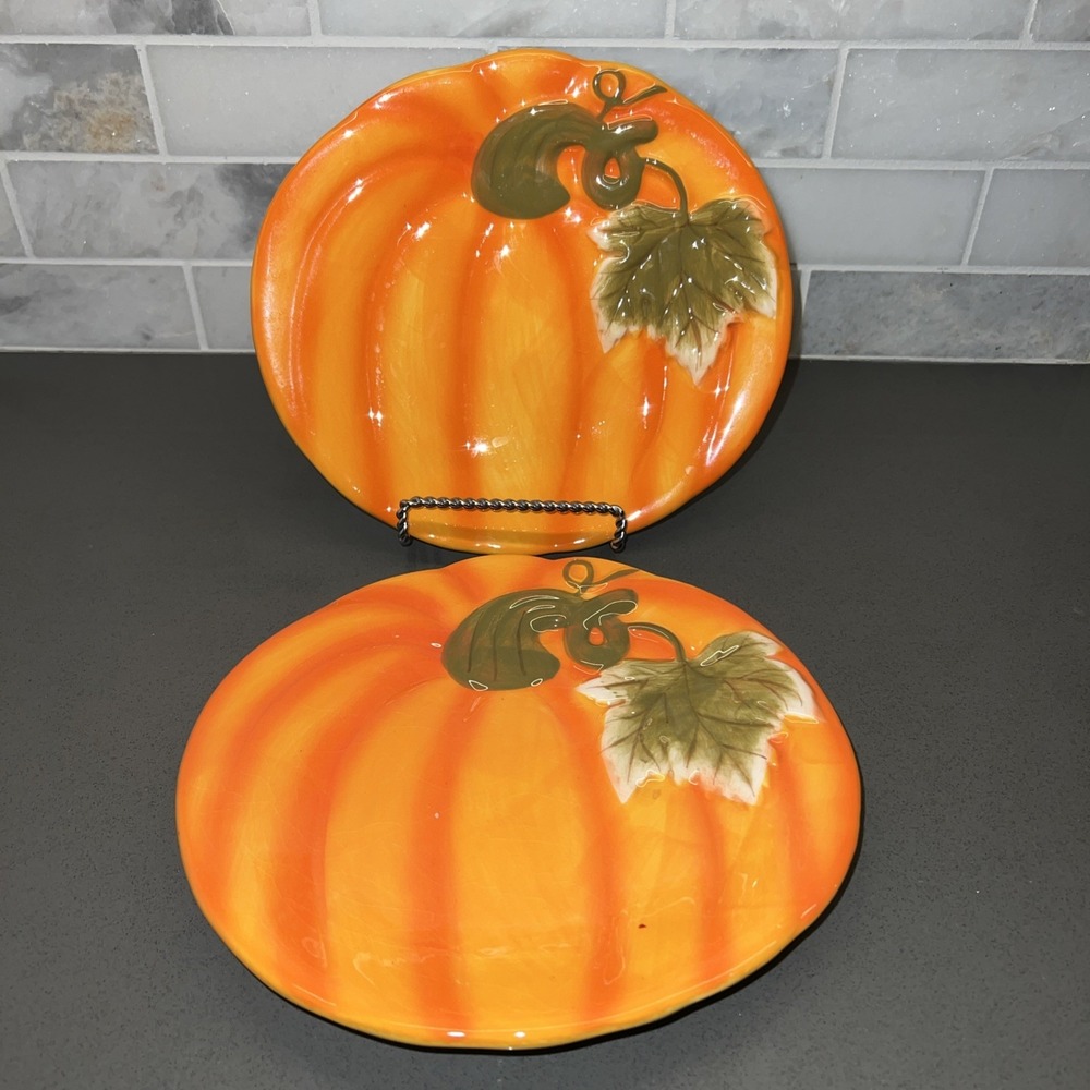 Ceramic Pumpkin Plate Fall Autumn Decor